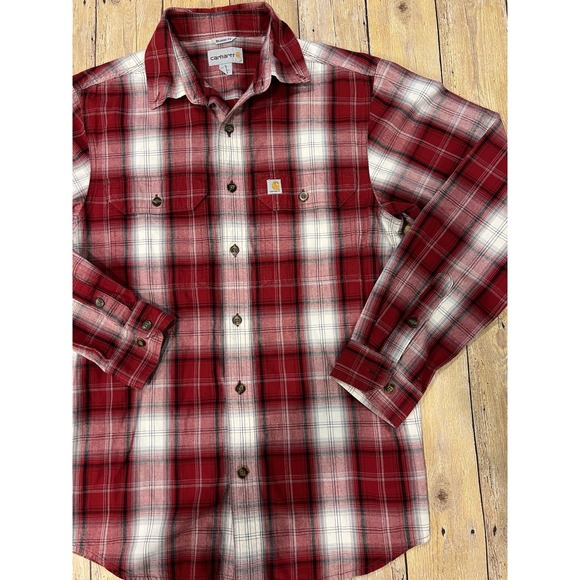 Carhartt Men's Red Plaid Relaxed Fit Flannel sz Small EUC - Picture 3 of 11